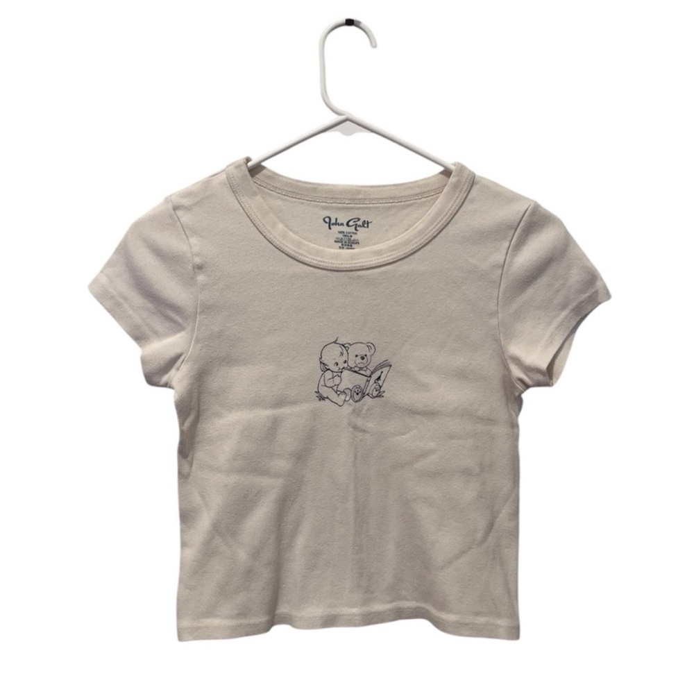 Brandy Melville White Baby Teddy Bear Top vintage cottage core coquette cute y2k